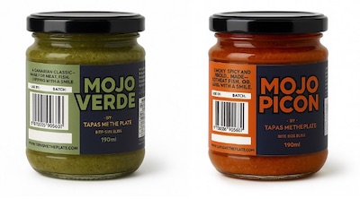Mojo Verde and Mojo Picón Spanish sauces in jars